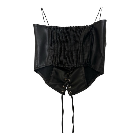 Zara Black Lace-Up Crop bustier size medium - Picture 3 of 5